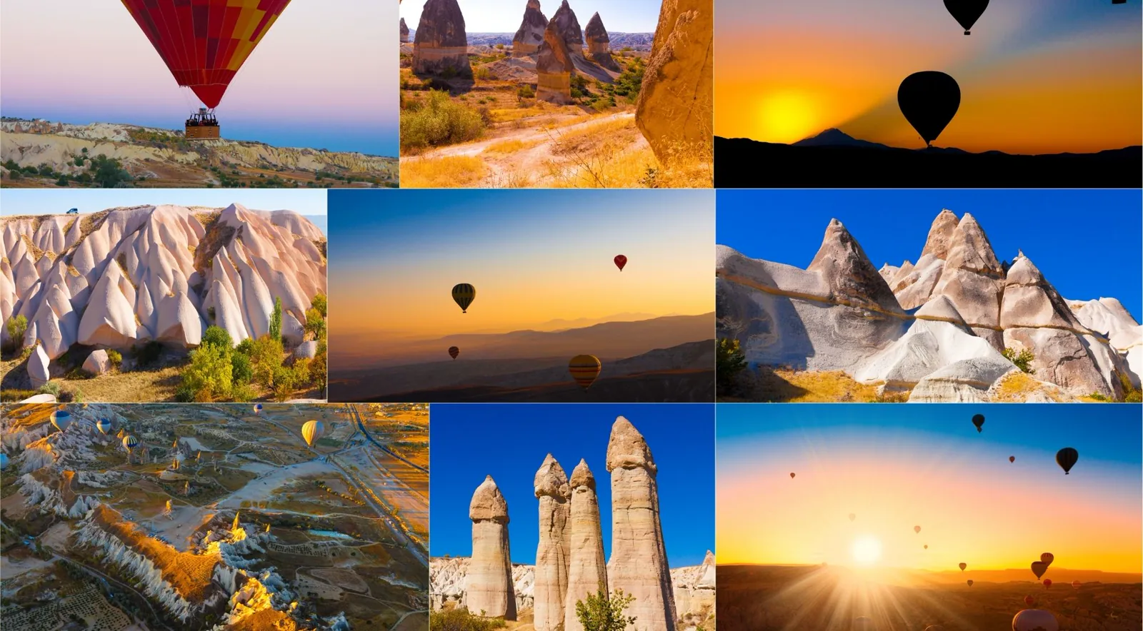 Quiet single balloon drifting over Cappadocia in deep winter
